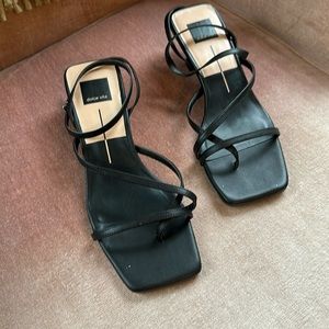 Dolce Vita black scrappy sandals with kitten heel. Never worn New in box